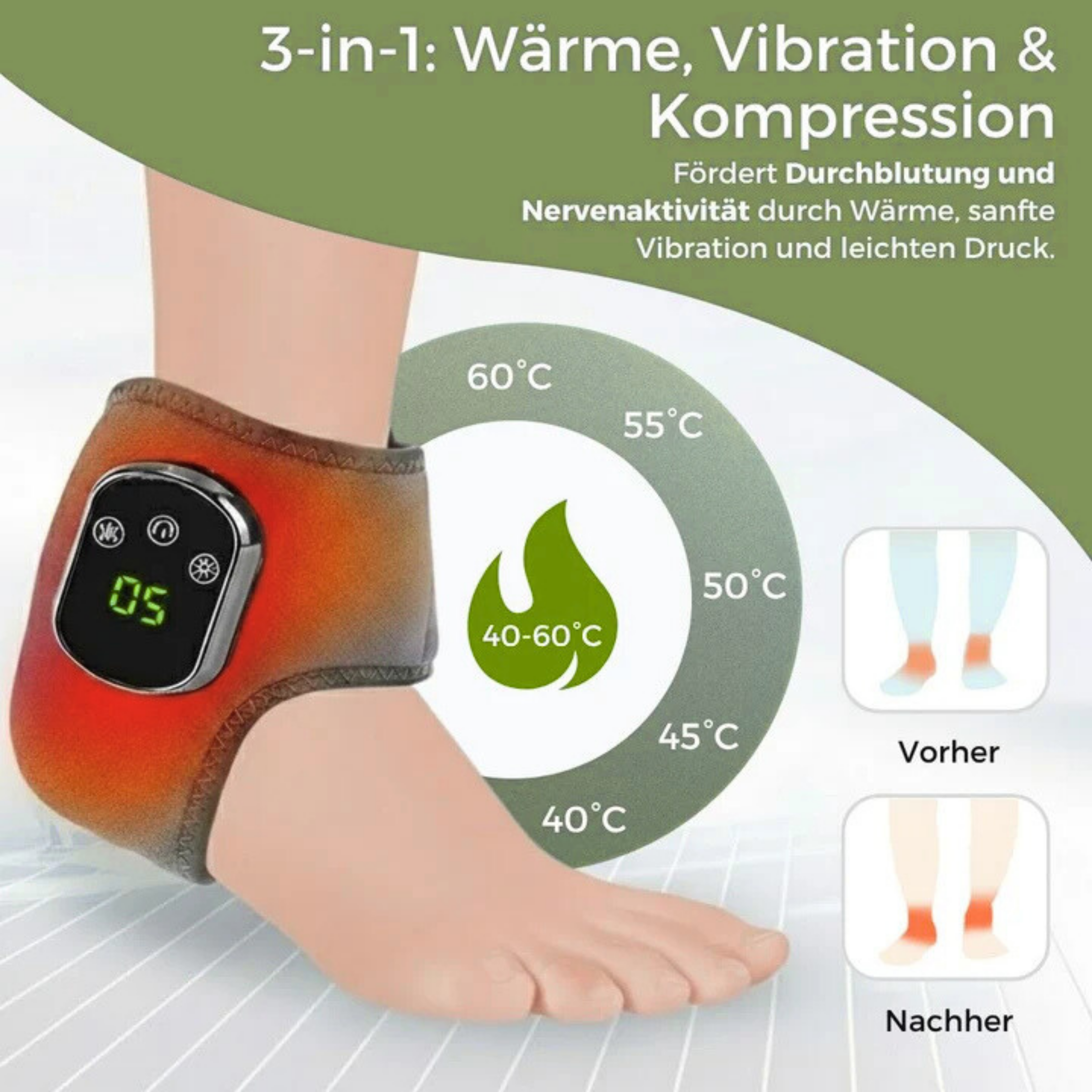 FußRelax Pro 3 in 1 – EMS-Fußmassagegerät mit Wärme & Vibration