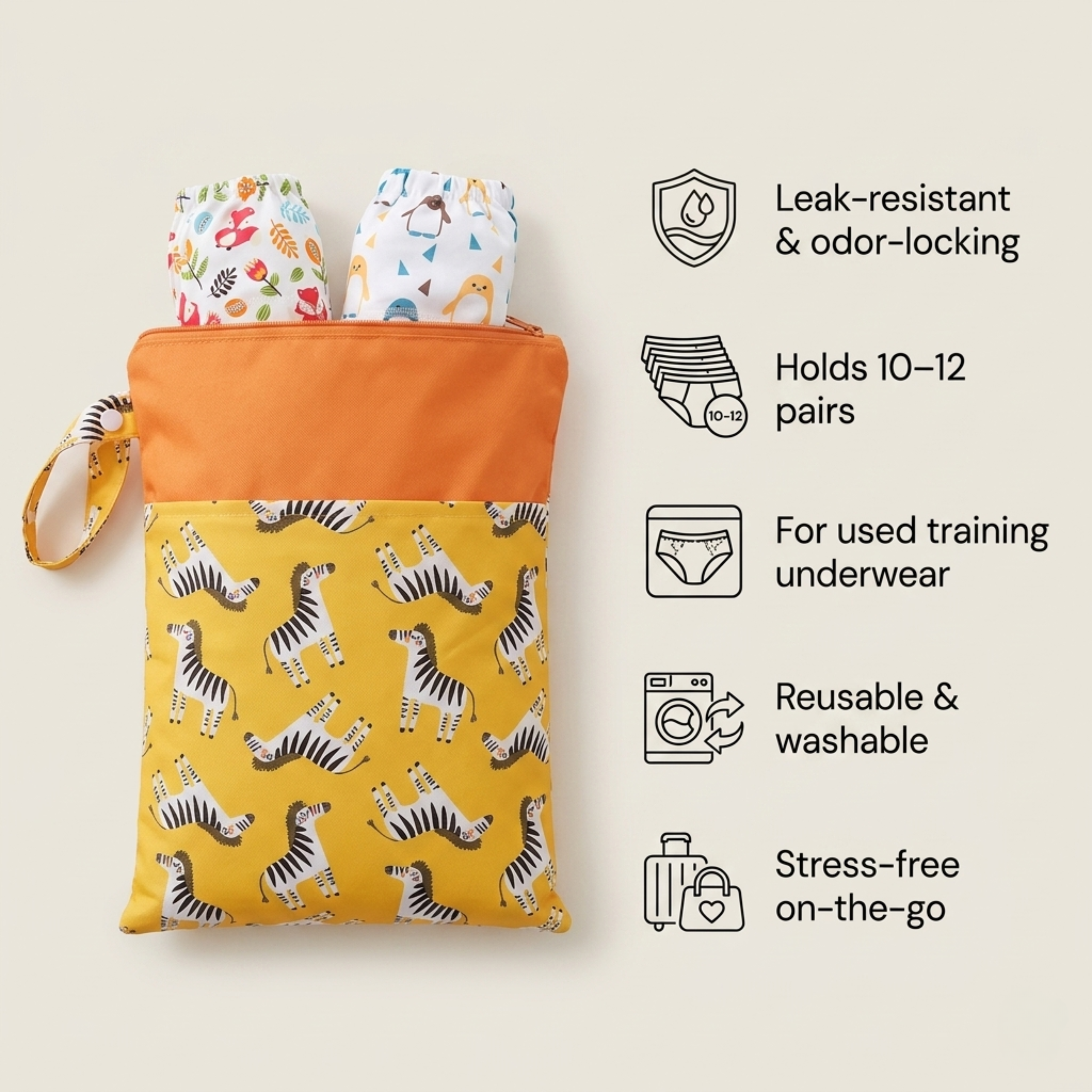 Waterproof Bag - Keep all dirty training pants in one sealed place (3x)