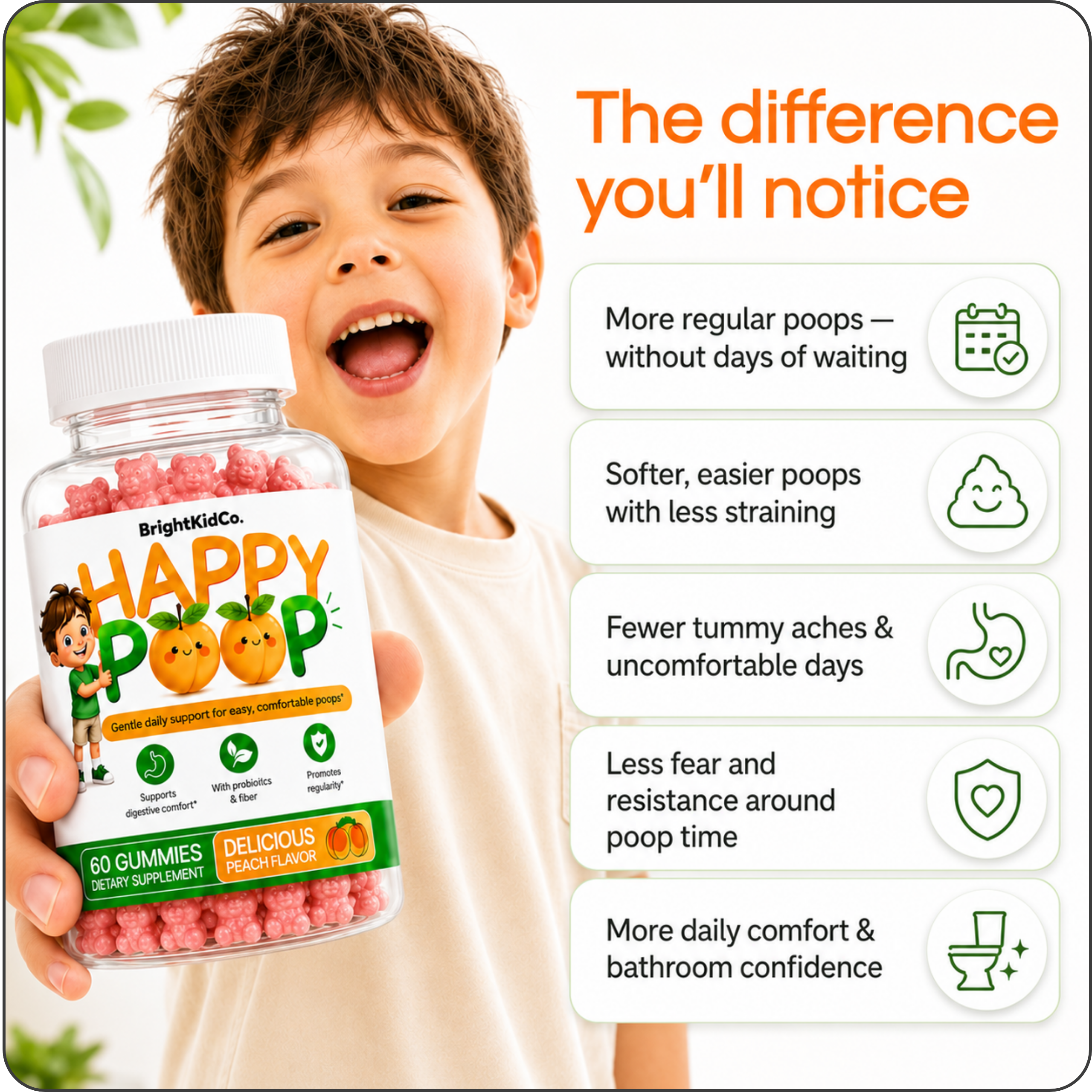 Happy Poop™ Gummies - Specially Developed to Support Healthy, Comfortable Poops