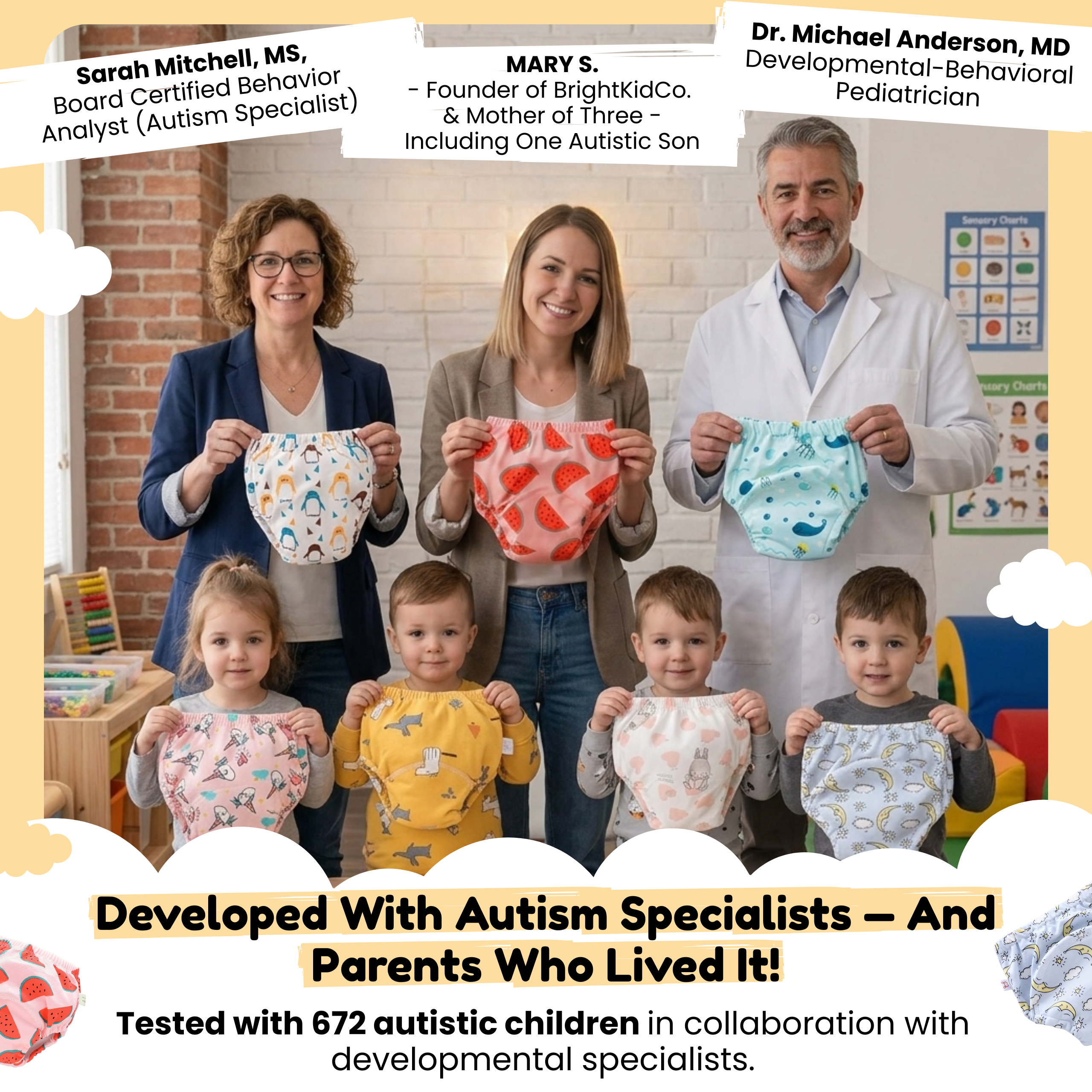 Potty Training Underwear Designed for Autistic Kids - Our Body-Signal Learning Layer™️ supports body awareness without overwhelming your children. Leakproof & sensory friendly.