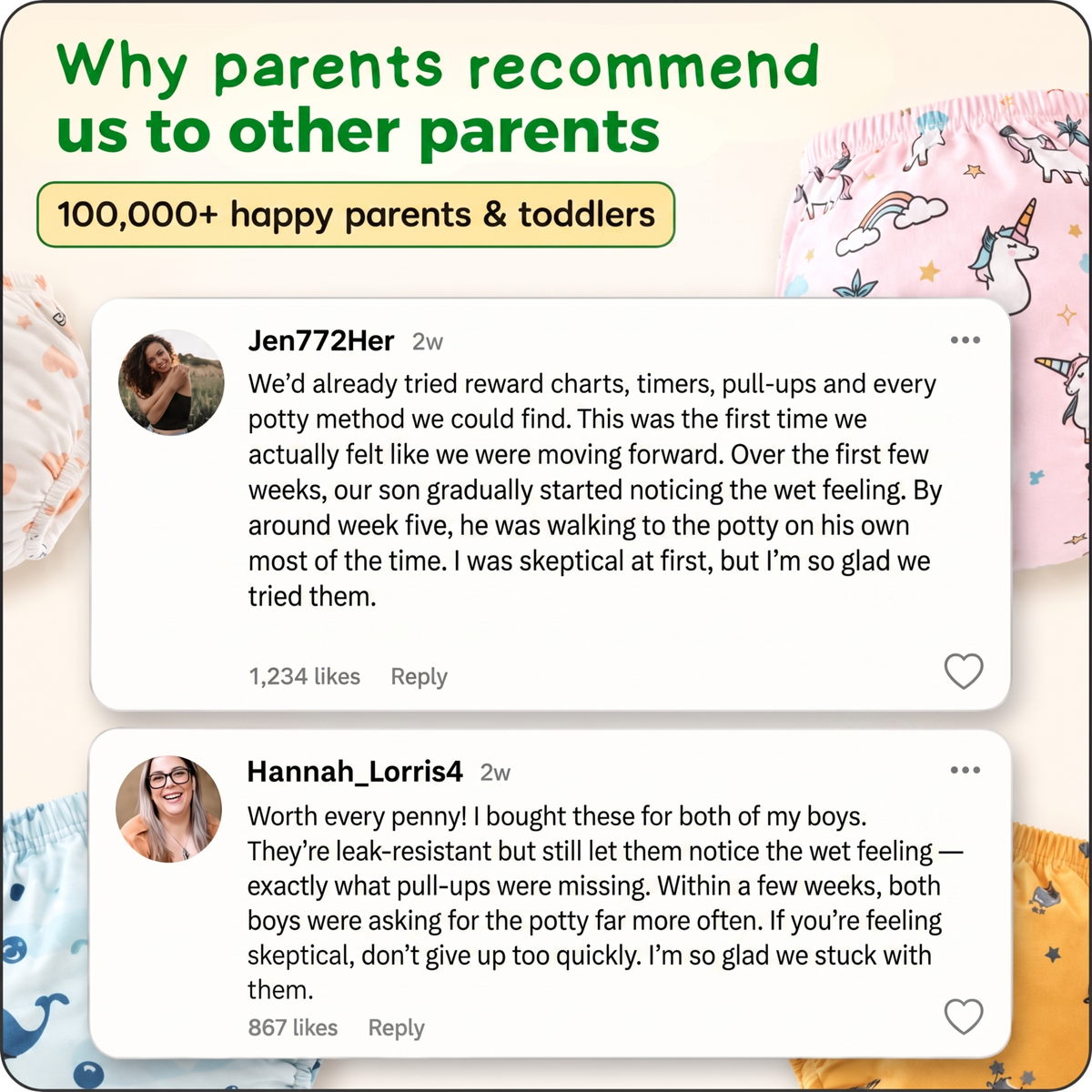 Leakproof Potty Training Underwear - Our Body-Signal Learning Layer™ helps toddlers recognize when it’s time to go.