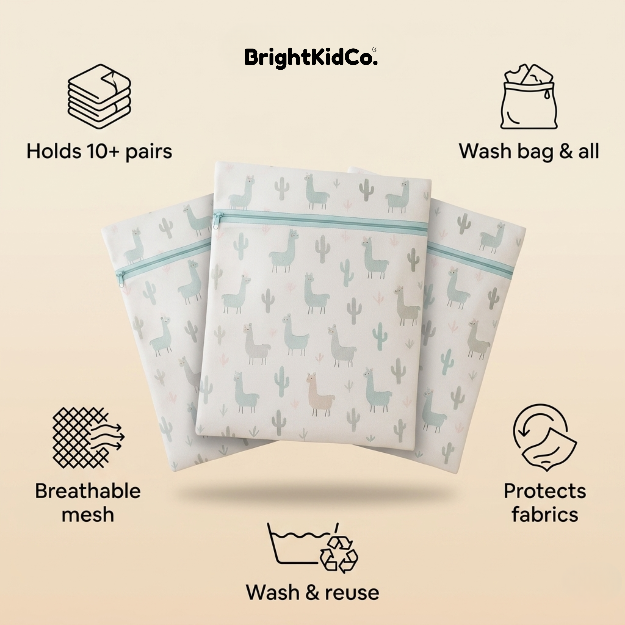 3x Protective Mesh Wash Bags - Collect. Zip. Wash. The whole bag goes straight into the machine.