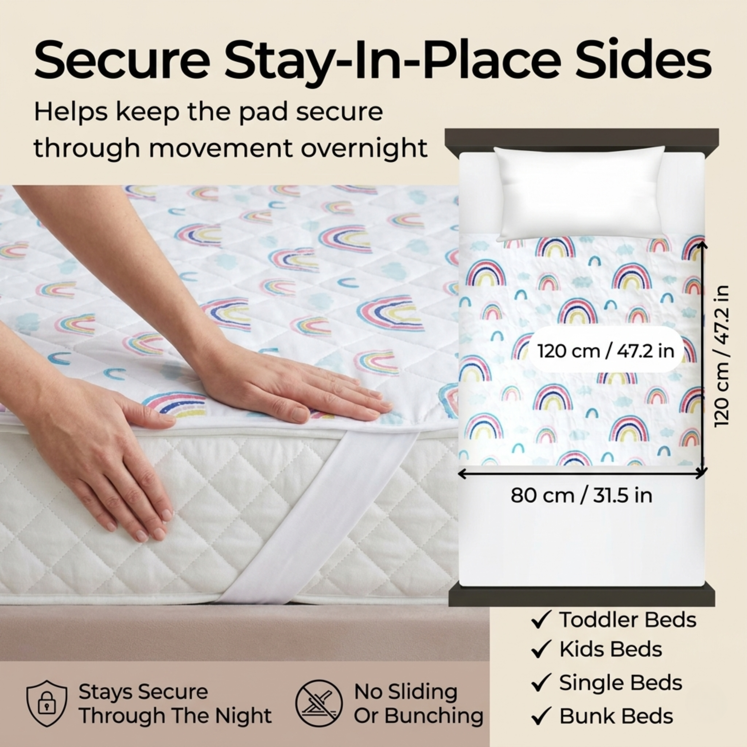 TPU Waterproof Mattress Protector (80×120 cm / 31.5×47 in)  - Protects the mattress while the body learns the nighttime signal.