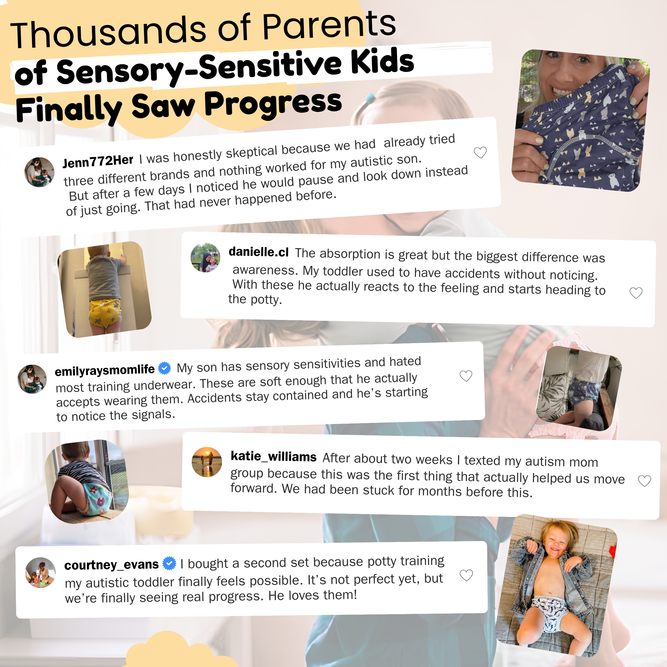 Potty Training Underwear Designed for Autistic Kids - Our Body-Signal Learning Layer™️ supports body awareness without overwhelming your children. Leakproof & sensory friendly.
